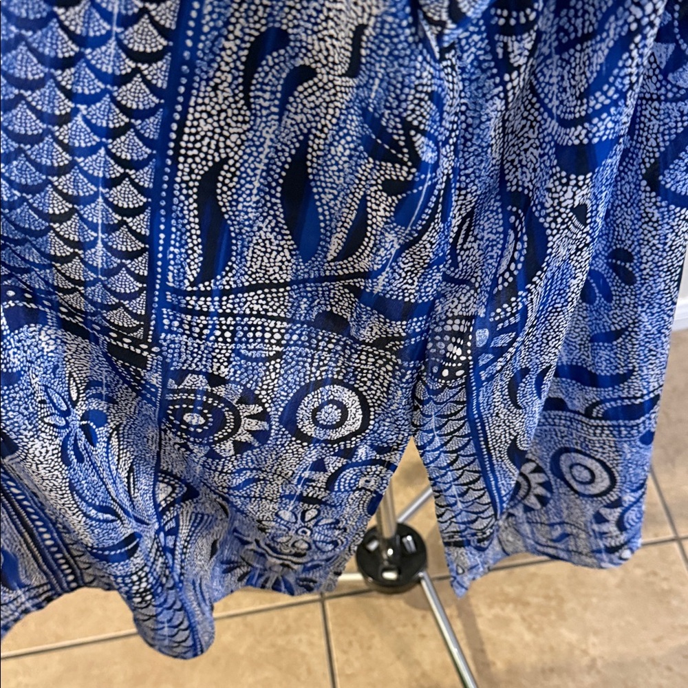 Catherines Navy and White Printed Open Kimono Duster - Picture 6 of 8